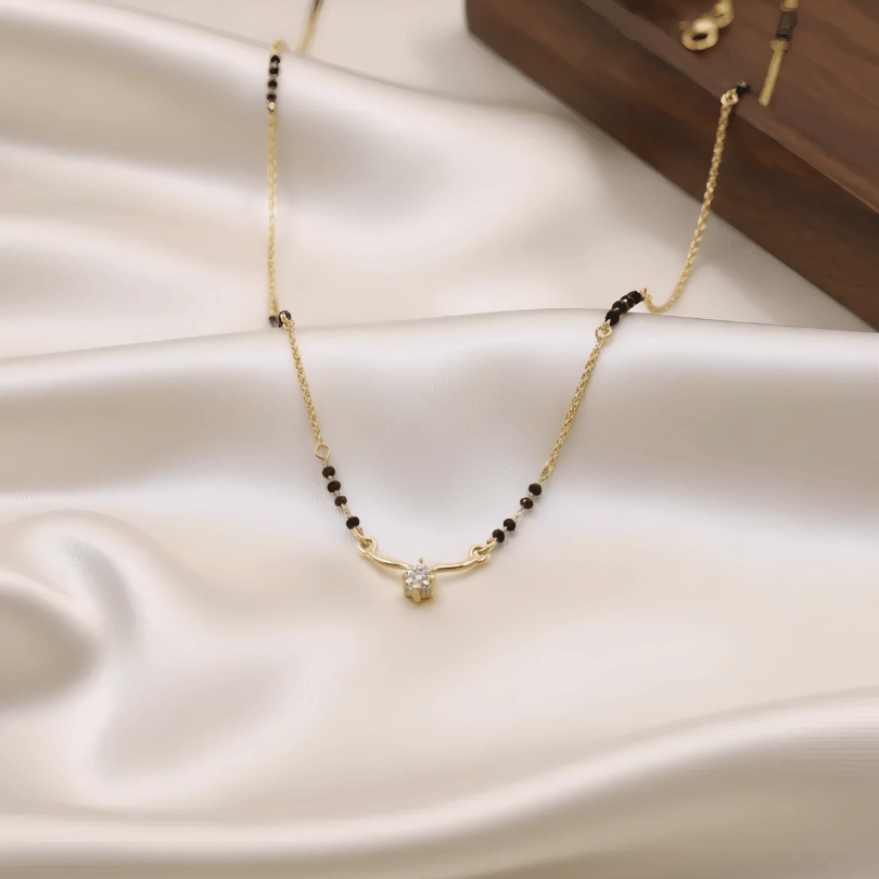 1 Gram Gold Solitaire CZ Mangalsutra