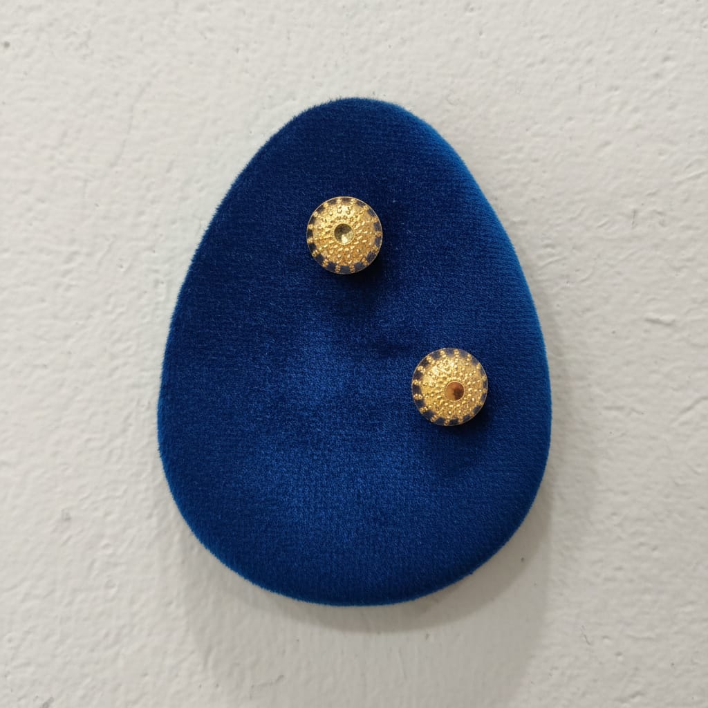 Granulation Dome Gold Stud Earrings