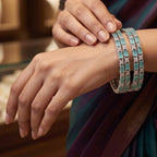 Mint Green Stone CZ Bangle Set