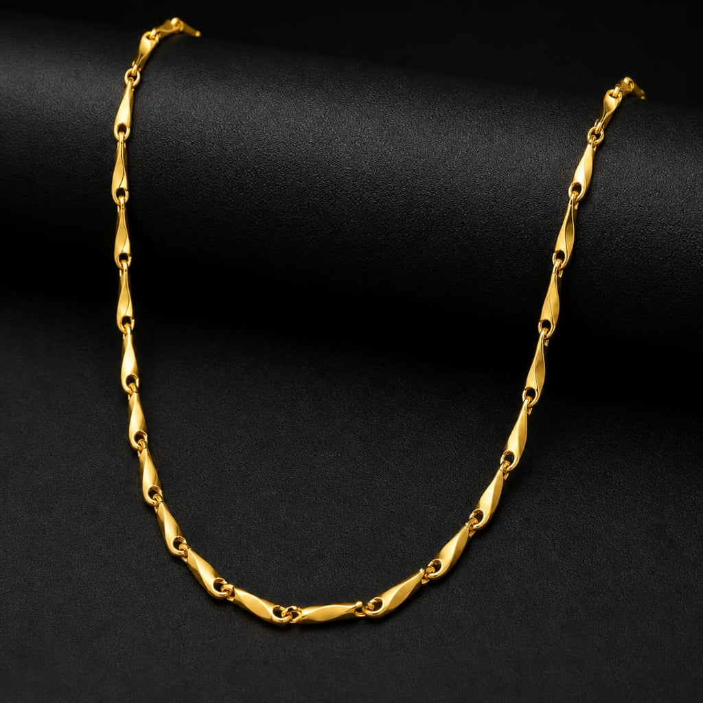 Micro Gold Plated Twisted Bar Link Chain