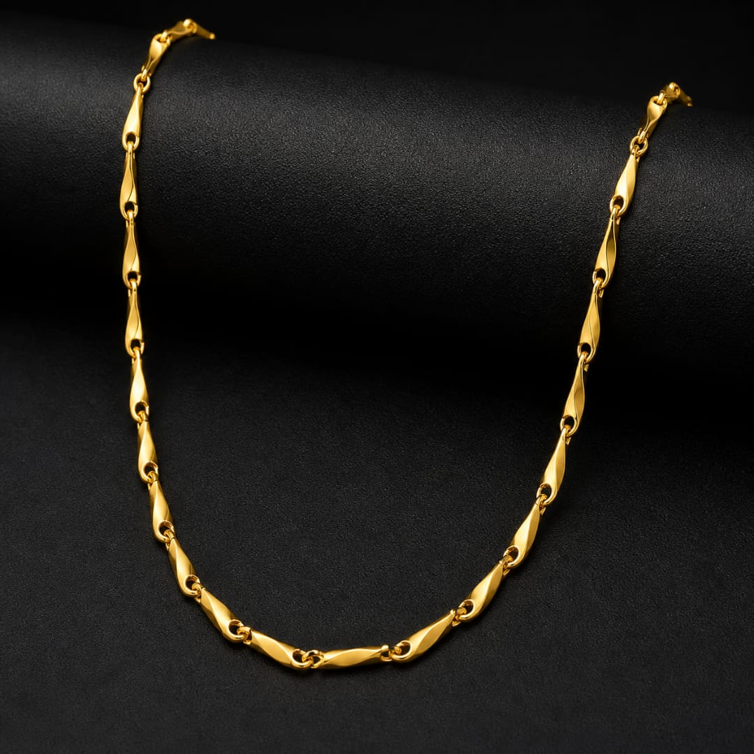 Micro Gold Plated Twisted Bar Link Chain