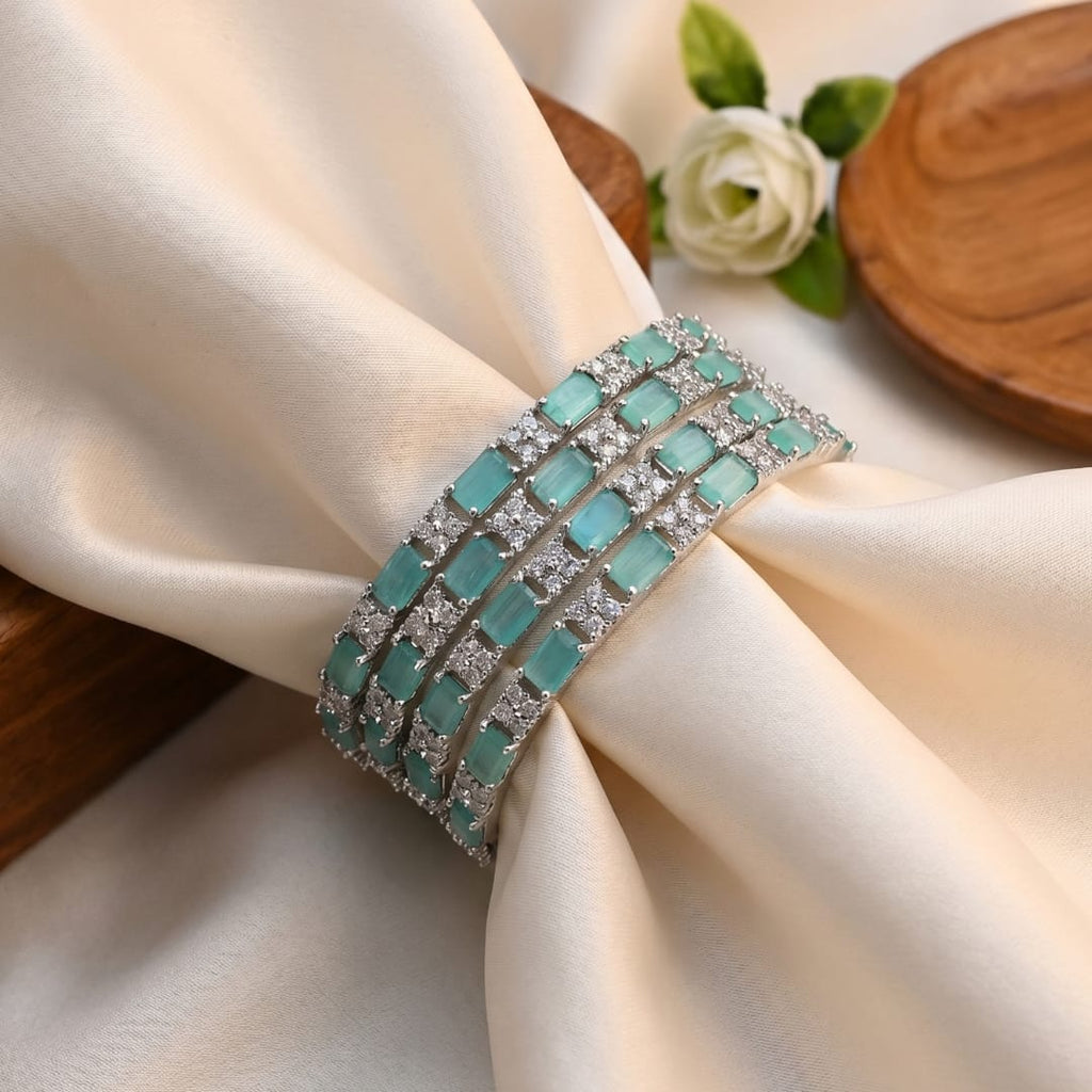 Mint Green Stone CZ Bangle Set