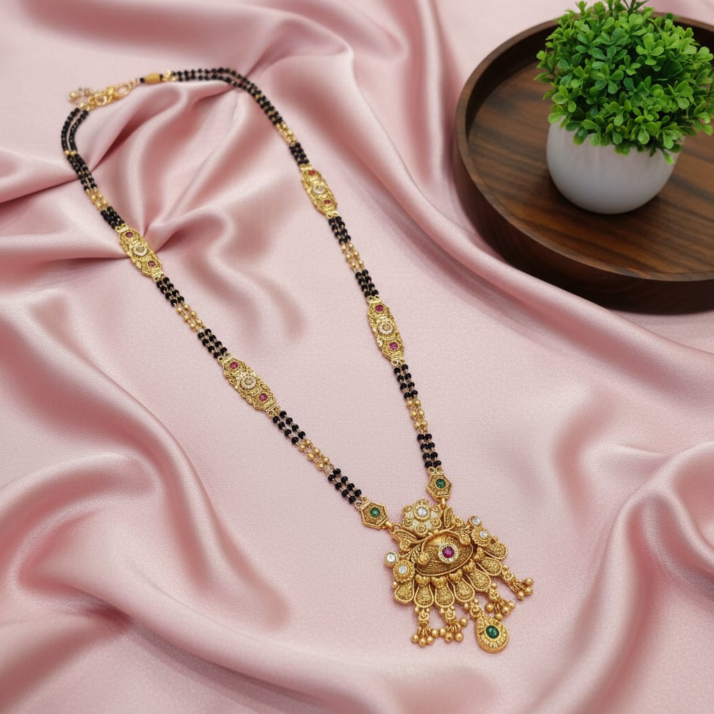 Peacock Polki Mangalsutra Chain