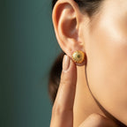 Granulation Dome Gold Stud Earrings