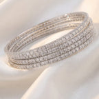 Square Cut CZ Bangles – Princess Stone American Diamond Bangle Set