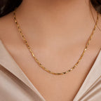 Micro Gold Plated Twisted Bar Link Chain
