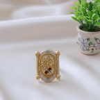 Rajwadi Temple Pillar Ring with Mother of Pearl & Jali Work