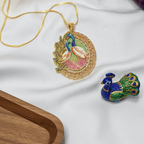 Meenakari Peacock Pendant Set with Earrings