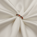 White Enamel Red Black Clover Band Ring