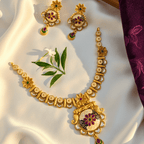 Rajwadi Kundan Meenakari Necklace Set