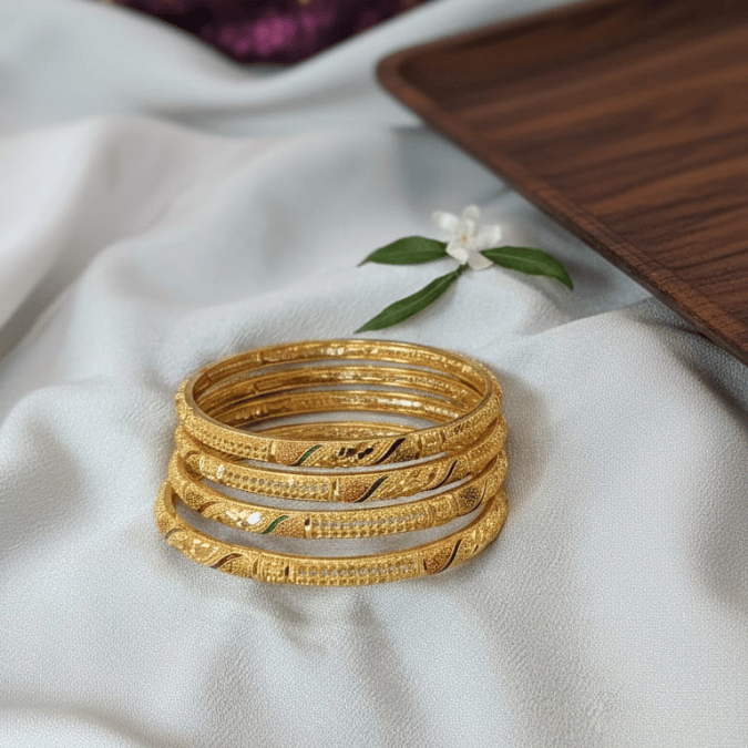 One Gram Gold Twisted Bangles Set