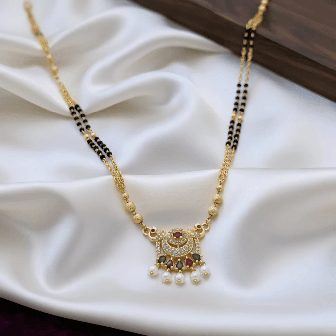 One Gram Gold Mangalsutra with Pearl Drops