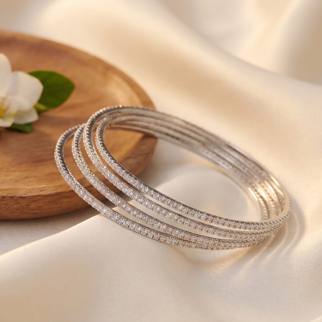 Pavé Zircon Eternity Bangle Set