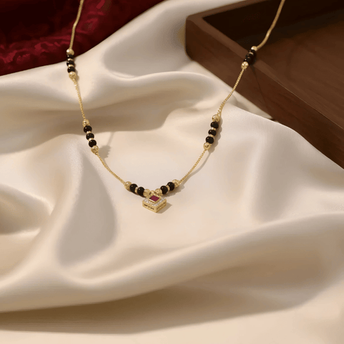 1 Gram Gold Mangalsutra with Diamond Pendant