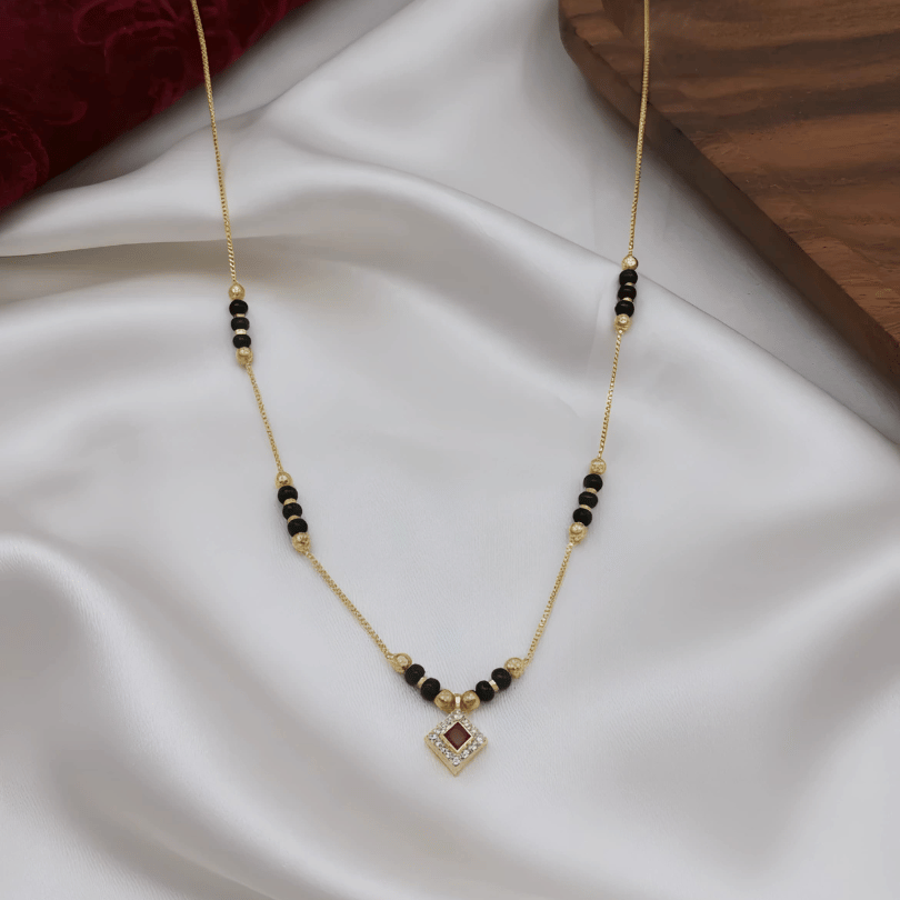 1 Gram Gold Mangalsutra with Diamond Pendant