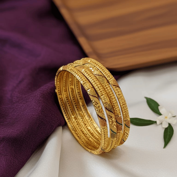 One Gram Gold Twisted Bangles Set