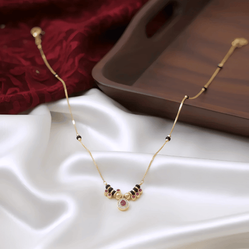 1 Gram Gold Mangalsutra with ruby penda1 Gram Gold Mangalsutra nt