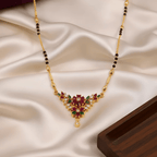 1 Gram Gold Floral  CZ Mangalsutra