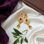 Rajwadi Antique Gold Triangle Drop Necklace Set