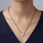 CZ Heart Pendant Mangalsutra | One Gram Gold