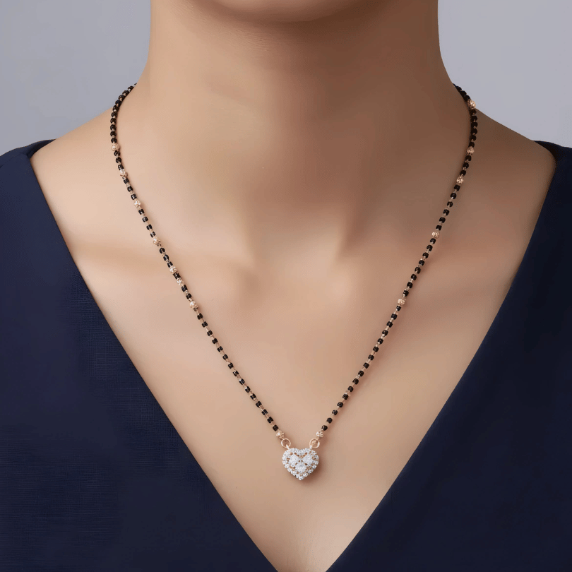 CZ Heart Pendant Mangalsutra | One Gram Gold