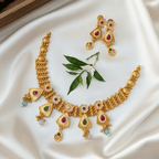 Rajwadi Antique Gold Triangle Drop Necklace Set