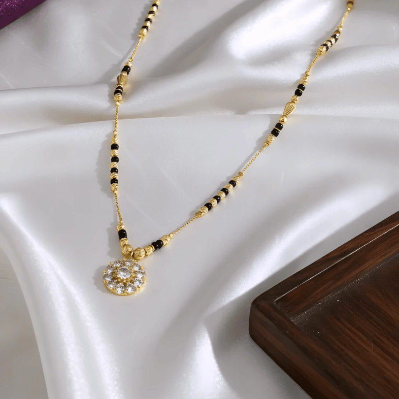 1 Gram Gold Sunflower CZ Pearl Mangalsutra