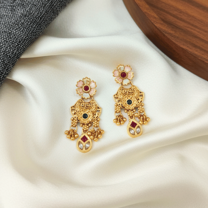 Rajwadi Temple Necklace Set with Earrings