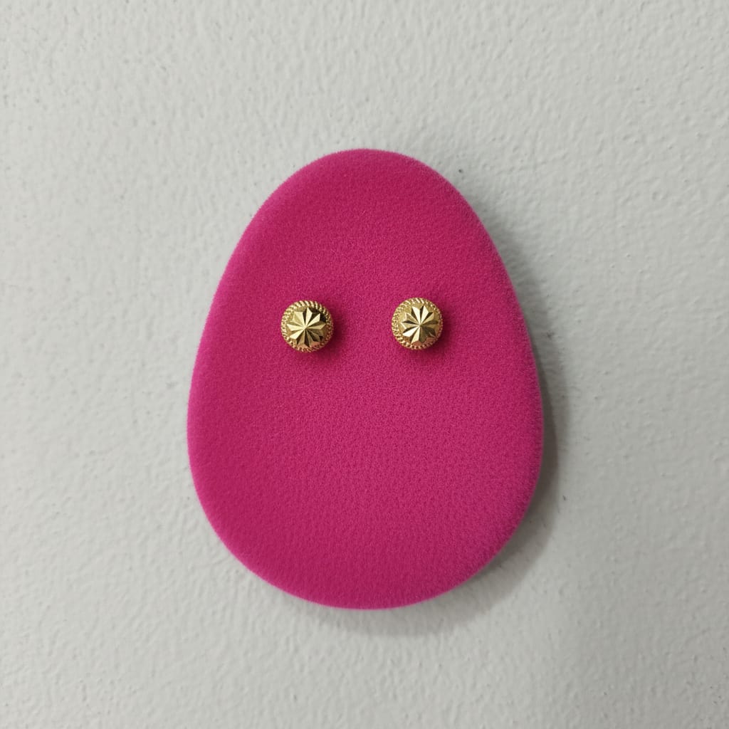 Star-Cut Faceted Gold Dome Stud Earrings