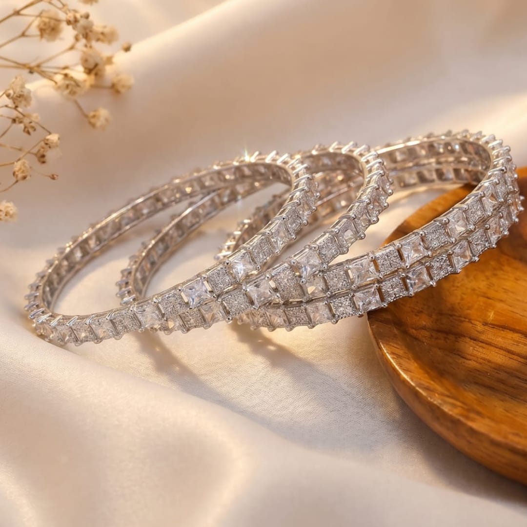 Princess-Cut Zircon Bangle Set