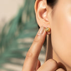 Star-Cut Faceted Gold Dome Stud Earrings