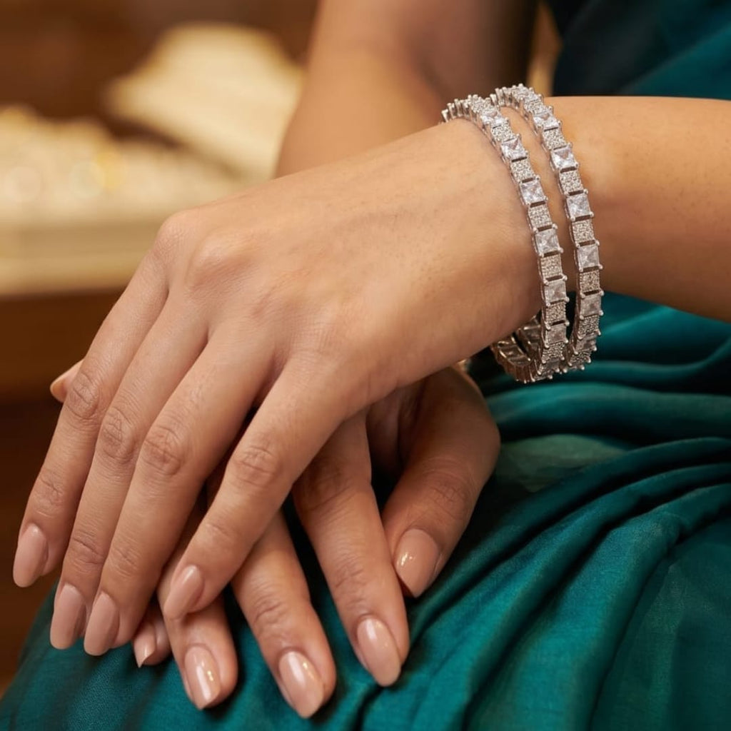 Princess-Cut Zircon Bangle Set