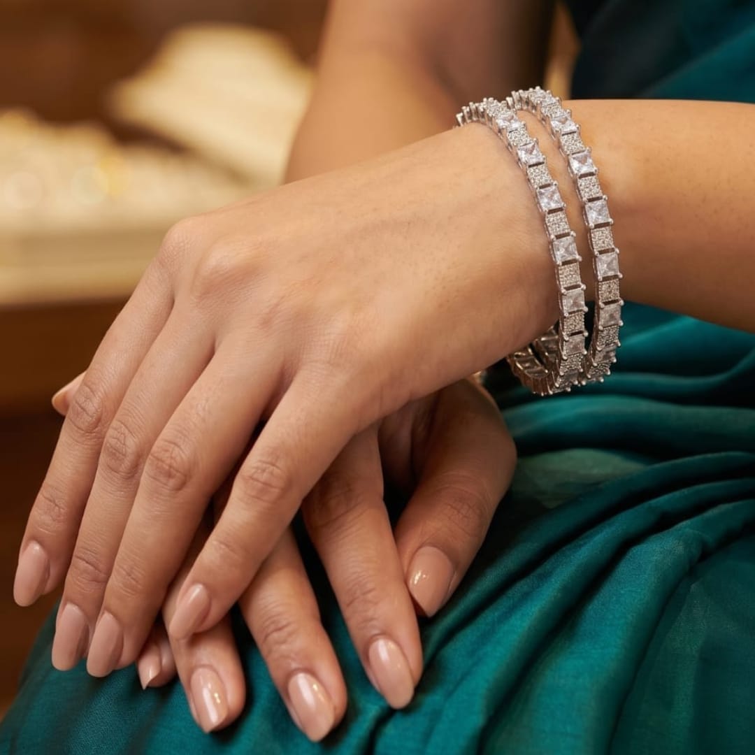 Princess-Cut Zircon Bangle Set