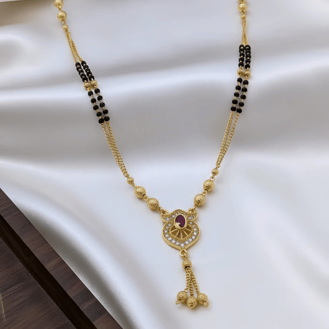 One Gram Gold Mangalsutra with Ruby Stone