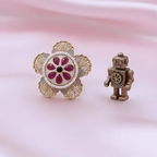 Rajwadi Floral Petal Ring with Ruby Stones