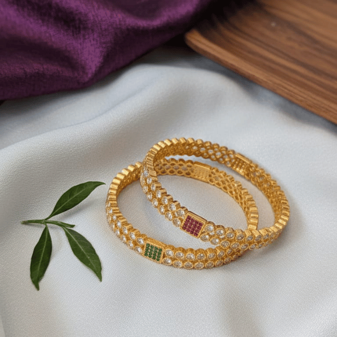 One Gram Gold CZ Multi-Stone Bangles