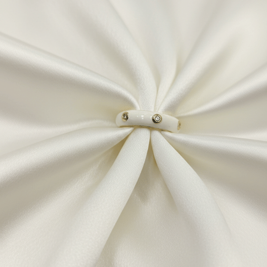 White Enamel CZ Bezel Band Ring