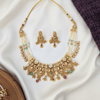 Rajwadi Pearl & Polki Necklace Set with Earrings