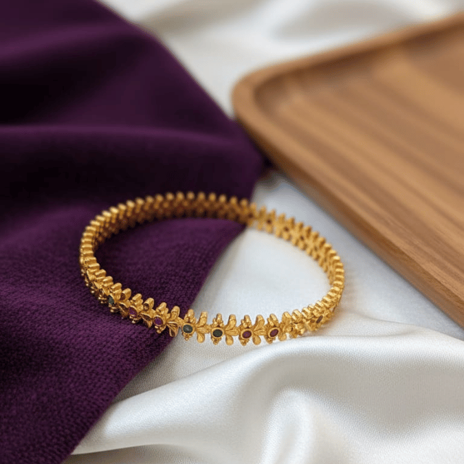 One Gram Gold Bangles with Multicolour CZ Stones