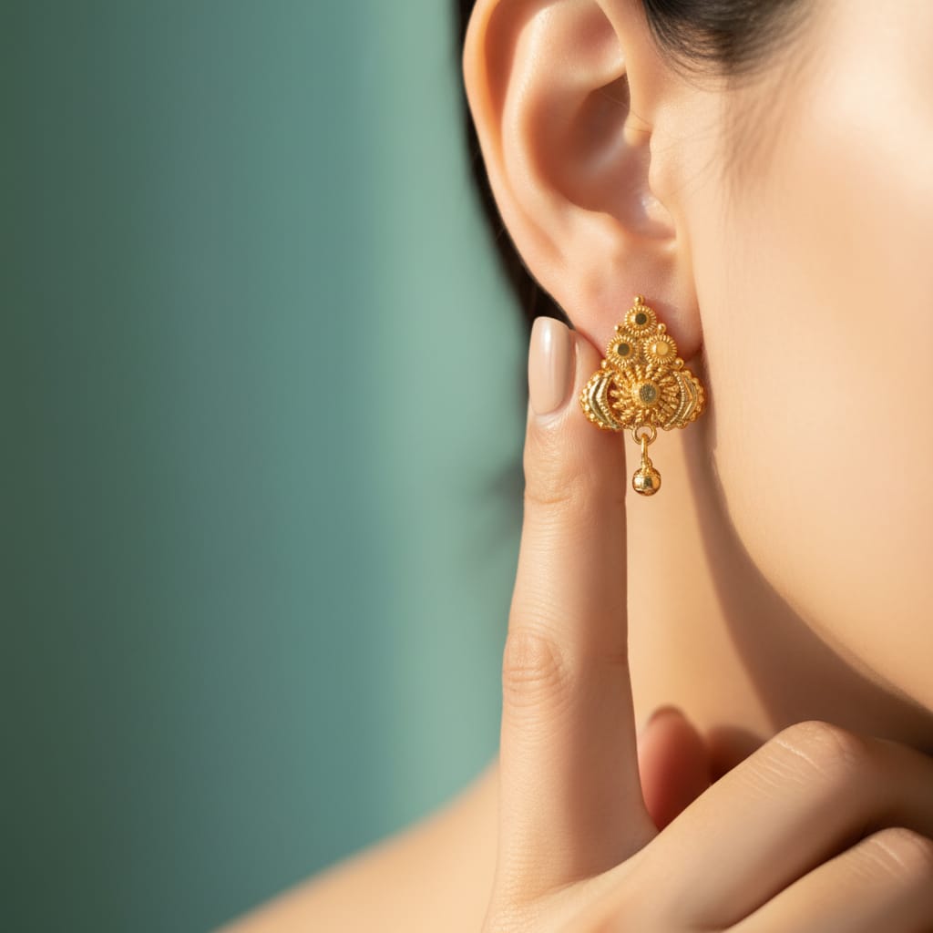 Rajwadi Filigree Gold-Tone Stud Earrings