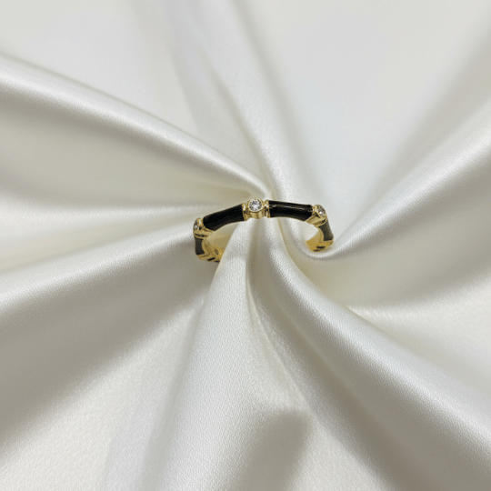 Black Enamel Open Band Ring