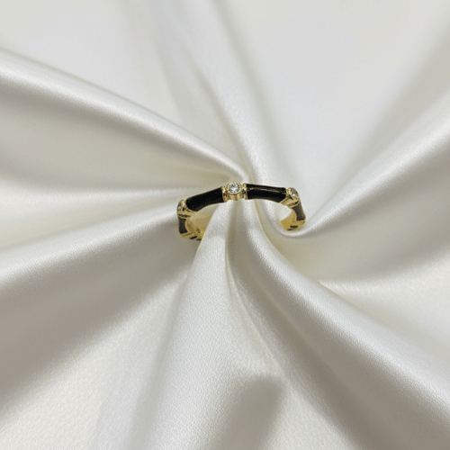 Black Enamel Open Band Ring