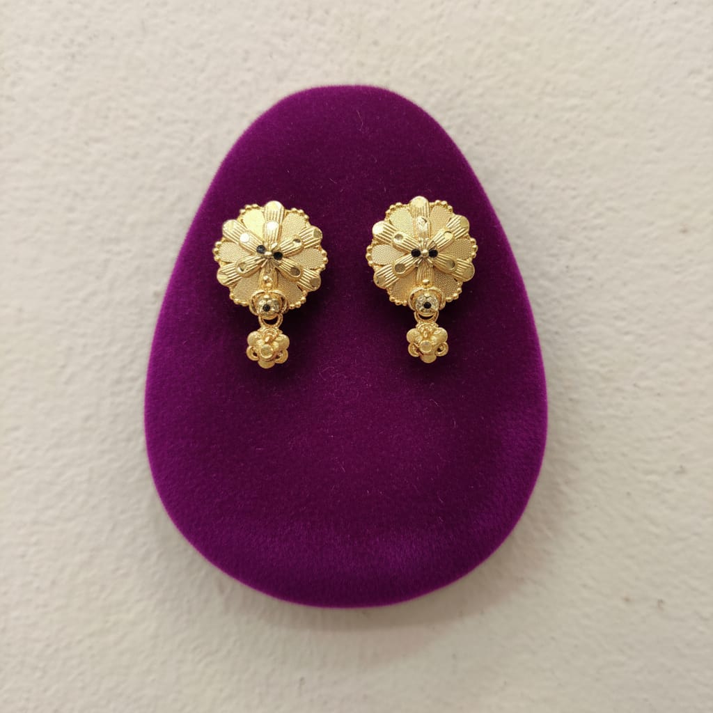 Gold-Tone Floral Disc Stud Earrings