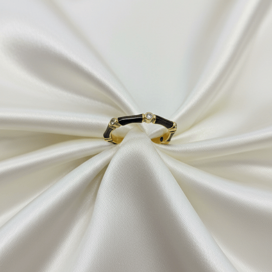 Black Enamel Open Band Ring