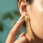 Lotus Filigree Gold Tassel Earrings