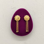 Lotus Filigree Gold Tassel Earrings