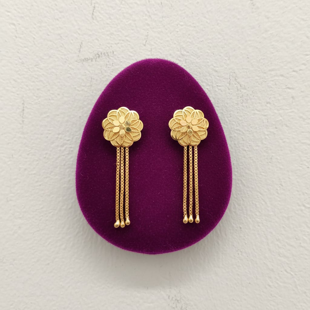 Lotus Filigree Gold Tassel Earrings