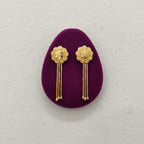 Lotus Filigree Gold Tassel Earrings