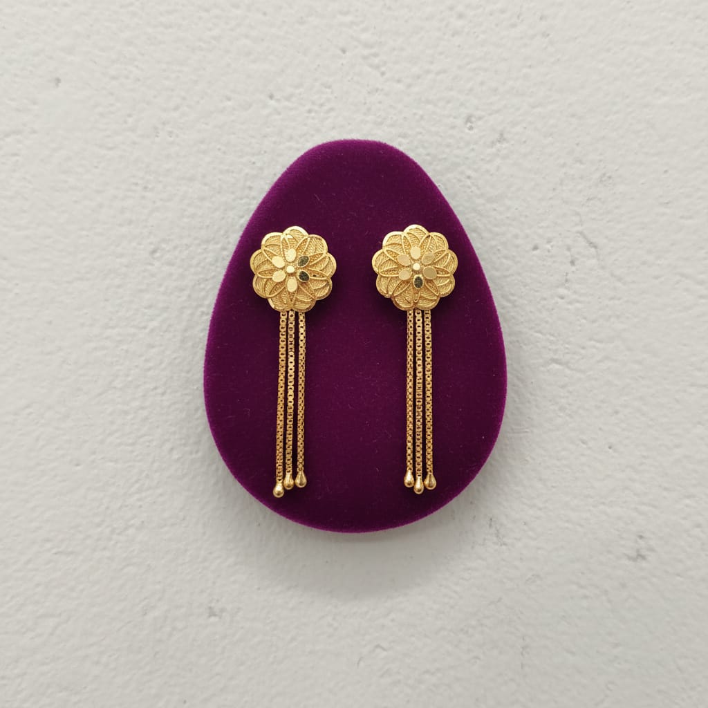 Lotus Filigree Gold Tassel Earrings