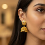 Micro Gold Plated Round Jhumka with Ruby